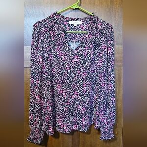 LOFT Pink and Purple Floral Blouse